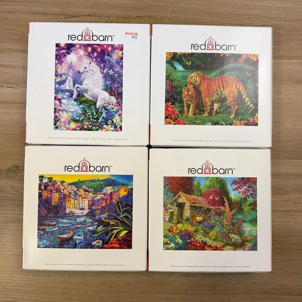 New Sealed Lot Red Barn 500 Piece Jigsaw Puzzle Set Landscape Unicorn Picture